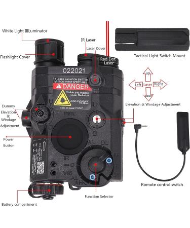 Ratulie Upgraded Airsoft PEQ 15 Box with IR Laser, Red Laser Sight, and White LED Flashlight - Black | Compatible with AEG, GBB, CQB | 20mm Picatinny Rail Mount - Buy Online on SooperMarket.com