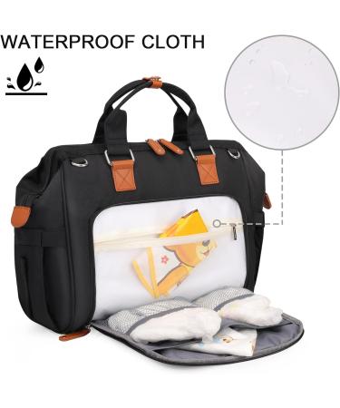 Pomelo Embossed Black Baby Changing Bag with Pram Clips and Changing Mat - Mom and Dad's Ultimate Essential - Buy Online on SooperMarket.com