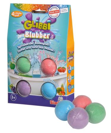 Simba 105953408 - Glibbi blubber swimming bomb bath tub toys bathing fun 4 x bubbles and colored the water with different scents from 3 years