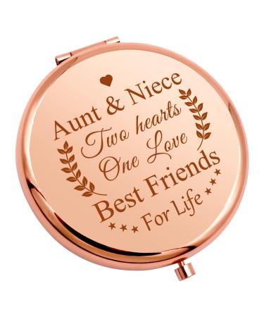 Niece Gifts from Aunt Compact Mirror for Aunt from Niece Thank You Gifts for Aunt Niece Graduation Gifts Travel Makeup Mirror from Niece Funny Auntie Birthday Gift Christmas Thanksgiving Gift for Aunt