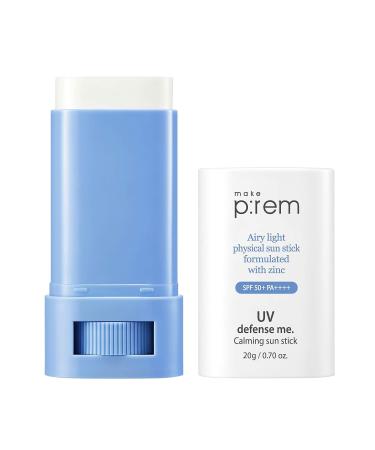 Prem UV Defense Calming Sun Stick SPF 50+ PA++++ Vegan Reef-Safe Non-Nano Zinc Oxide Sunscreen 20g - Korean Sunblock for Sensitive Skin - Buy Online on SooperMarket.com