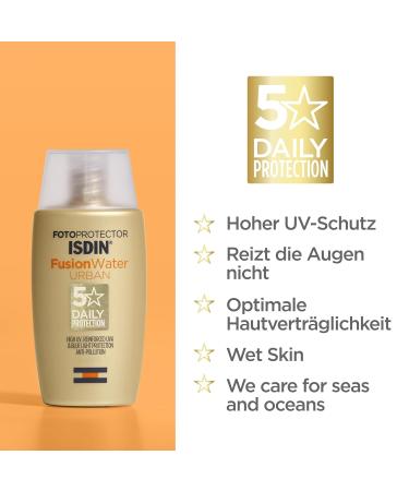 ISDIN Fotoprotector Fusion Water Urban SPF 30 - Ultra-Light Daily Sun Protection (50ml) | Best UV Shield for Urban Environments - Buy Online on SooperMarket.com