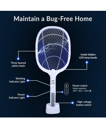 2 in 1 Electric Bug Zapper | USB Rechargeable Mosquito Trap Lamp & Racket | Powerful Grid | Safe for Home & Outdoor | Pack of 1 - Buy Online on SooperMarket.com