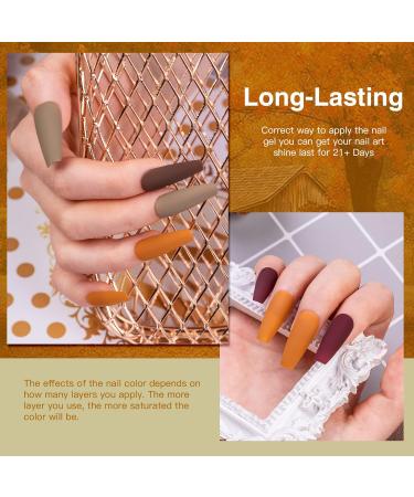 AUBSS Autumn Gel Nail Polish Set - 6 Stunning Colors for Winter | Gold Glitter, Brownish Orange, Brown | Soak Off LED Gel Kit for Nail Art | Perfect Manicure Gift for Women - Buy Online on SooperMarket.com