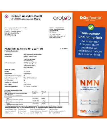 Infinime NMN 30G - Pure Nicotinamide Mononucleotide Powder | 99.8% Certified Purity | Lab Tested in Germany | Pet-Friendly for Dogs & Cats - Buy Online on SooperMarket.com