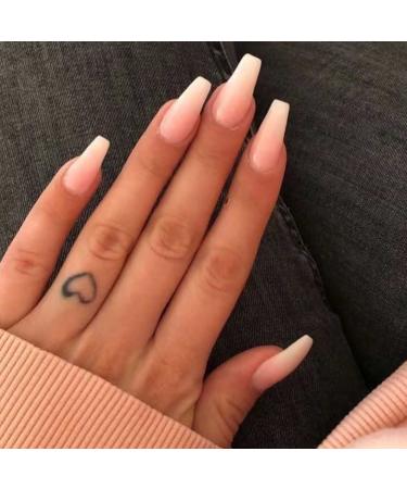 Hkanlre Coffin Press on Nails Medium Fake Nails Coffin Jelly Full Cover Ballerina Ndue False Nails for Women and Girls 24PCS Style8