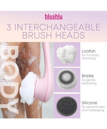 Blushly Rechargeable Exfoliating Body Brush with 3 Cleansing Heads | Shower Body Brush - 14 Turquoise - Buy Online on SooperMarket.com