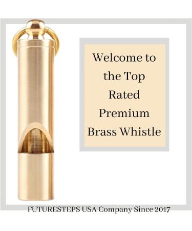 FUTURESTEPS Premium Brass Whistles Set of 2 with Black Lanyard - Loud Survival Whistles - Buy Online on SooperMarket.com