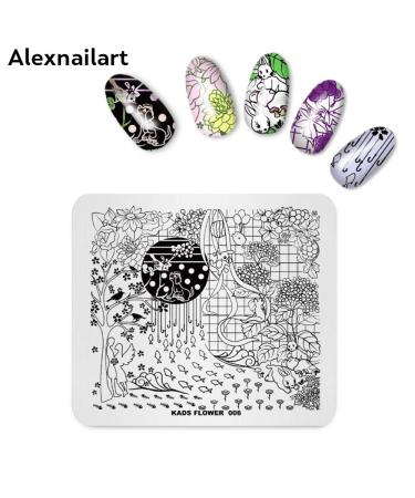4PCS Nail Art Stamping Plates Set - Christmas Flower Grid Design Stencils with Polish Stamper | Multi-Pattern Nail Art Templates for DIY Manicure - Buy Online on SooperMarket.com