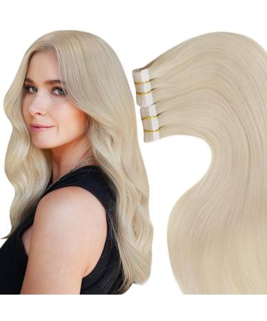Laavoo 55cm real hair Extensions tape blond hair extension real hair tape bleached blond blond tape in hair extensions real hair smooth #613 50g 20pcs 55.88 cm 2.4 #613