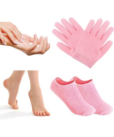Moisturizing Socks and Gloves Set for Softening and Repairing Dry Skin with Aloe Lotion and Silicone - Pink - Buy Online on SooperMarket.com