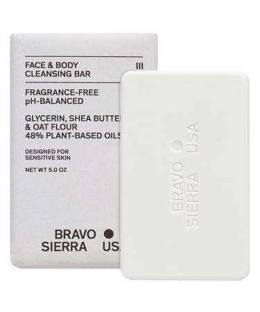 Bravo Sierra Face & Body Bar Soap for Women & Men - Moisturizing Bath Soap Cleanses Hydrates & Balances Skin - Fragrance Free Gentle Face-to-Toe Body Wash Bar for All Skin Types Vegan
