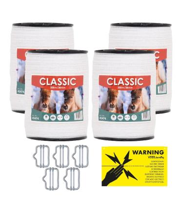 Voss.farming pasture fence band 20mm Classic 4 x 0.16 Niro white pasture fence and electric fence band electric band horse fence horse band pony fence savings set (800 m) 800m