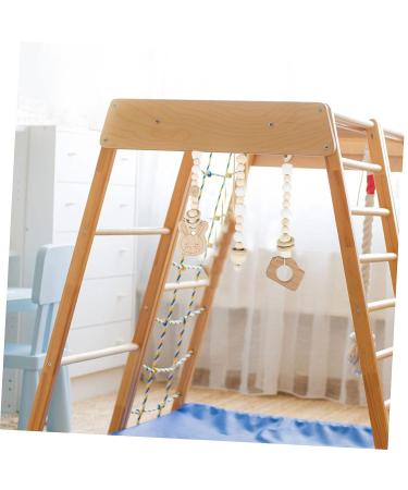 JEWEDECO 3pcs Gym Pendant Wooden Toys for Babies | Natural Home Decor & Infant Stroller Toy | Baby Fitness Rack Pendants with Wooden Bead Mobile - Buy Online on SooperMarket.com