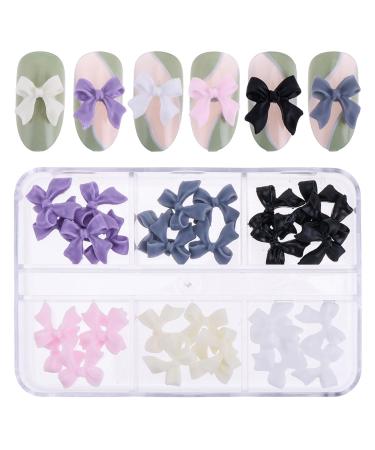 Gjinxi 30 PCS Bow Nail Charms Colorful 3D Bow Nail Art Decorations Cute Resin Bow-Knot Nail Art Charms for Arcylic Nails DIY Design Bow Charms for Nail Accessories