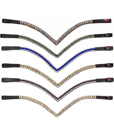 Premium Glitter Horse Stirring Strap & Leather Headband | Curved Bridle Straps for Warmbloods Thoroughbreds & Ponies - Full Black/LCT - Buy Online on SooperMarket.com