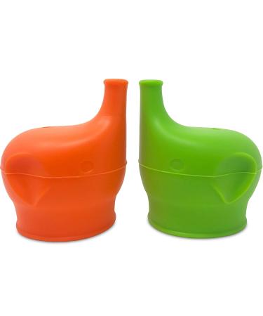 MYINNI Silicone Sippy Cup Lids - 2 pcs Non-Plastic BPA Free Transitioning Stretch Lids | No Leaks, Spill Proof, Reusable - Green/Orange - Buy Online on SooperMarket.com