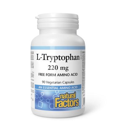 Natural Factors L-Tryptophan 220 mg 90 vegetarian capsules Free Form Amino Acid Highly Absorbable Naturally Fermented Vegetarian Source