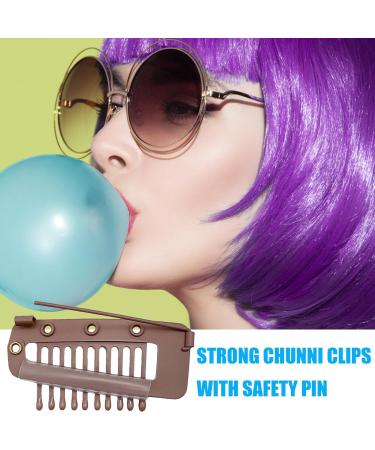 4 Pack Hair Extension Clamps - Metal Wigs Snap Clinging Brackets for Women - 10 Teeth Brown Combo - Buy Online on SooperMarket.com