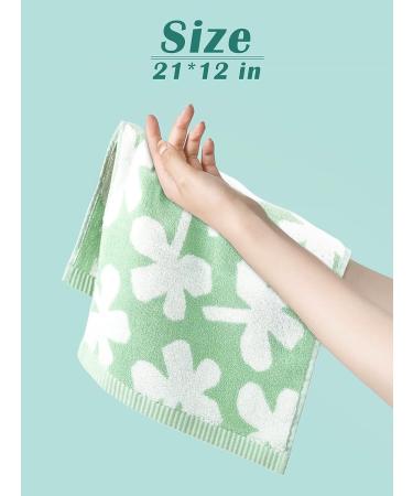 Set of 6 100% Cotton Hand Towel Fingertip Towels - 12x21 Inches - Small Towels for Bathroom, Kitchen, Spa - Gray, Sage, Mustard - Four Leaf Clover Design - Buy Online on SooperMarket.com