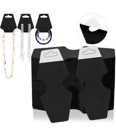 Eersida 500 Pcs Necklace Display Cards Adhesive Jewelry Packaging Card Kraft Keychain Display Card Hanging Bracelet Card Holder for Choker Earring Hairband Displaying Small Business Supplies (Black)
