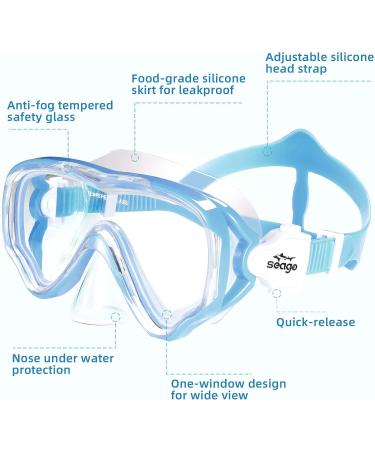 Kids Snorkel Set - 2 Pack Dry Top Mask & Gear for Boys Girls | Anti-Fog, Panoramic View, No Leak Mouthpiece | Scuba Diving & Swimming Equipment with Mesh Bag - Blue & Light Green - Buy Online on SooperMarket.com