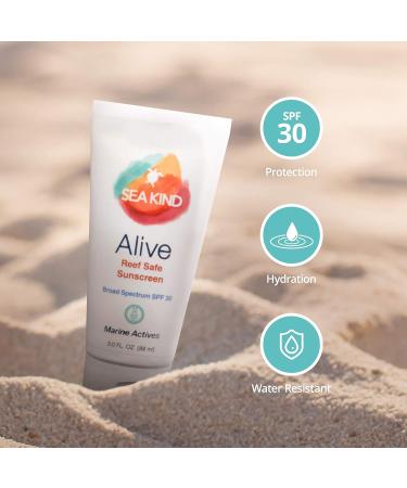 Sea Kind Alive SPF30 Biodegradable Sunscreen Lotion - 3 Oz | Natural Skin Care Sunscreen - Buy Online on SooperMarket.com