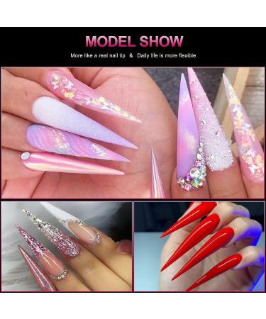 AORAEM Clear Extra Long Stiletto False Nail Tips 120 Pcs - 12 Sizes Acrylic Fake Nails - Buy Online on SooperMarket.com