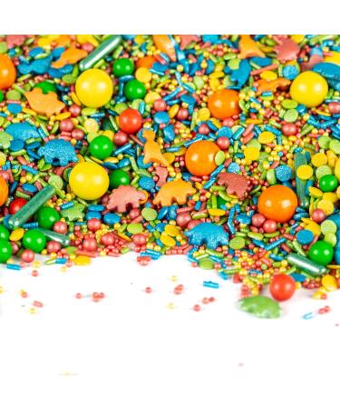 Super sprinkle dinoparty |Sugar sprinkles for cake biscuits cake and much more.|All ingredients from the EU |Streusel mix from Hamburg known from TV & print |Without AZO dyes (90g) 90 g (1 Pack)