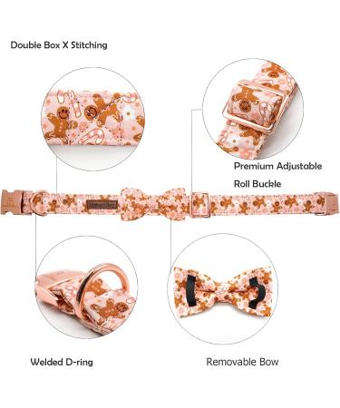 Shop Lionheart Glory Pink Christmas Dog Collar - Adjustable Soft & Comfortable for Medium Dogs - 1 Pack Gingerbread Man Design - Buy Online on SooperMarket.com