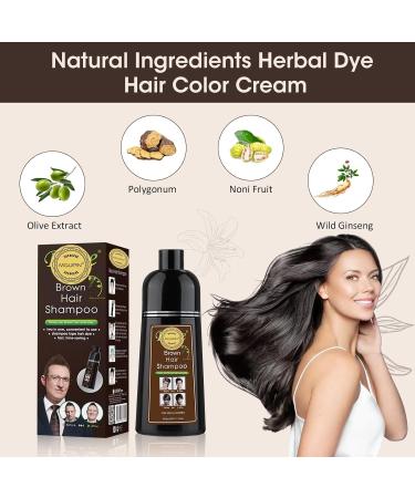 400ml Brown Natural Hair Dye Shampoo - Fast Coloring & Long Lasting Formula for Men and Women - Buy Online on SooperMarket.com