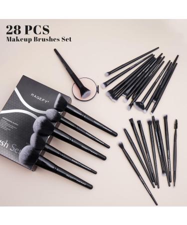 Professional 28-Piece Makeup Brush Set - Premium Face Eyes & Lips Brushes in Black Gift Box | Magefy - Buy Online on SooperMarket.com