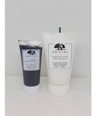 Origins Travel Set: Check and Balance Face Wash & Clear Improvement Charcoal Mask - International Shipping Available - Buy Online on SooperMarket.com