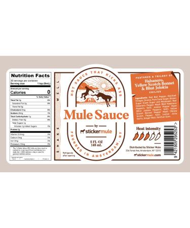 Mule Sauce - Spicy Hot Sauce with Habanero, Yellow Scotch Bonnet, and Bhut Jolokia (5 oz) - Buy Online on SooperMarket.com