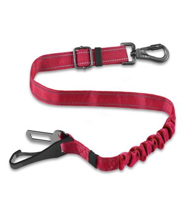 Dog seat belt for car dog belt for the car safety dishes adjustable with universal plug & fastening of the locking rod (red)