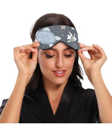 Haskirky Light Blocking Eye Mask for Deep Sleep | Adjustable for Men and Women | Ideal for Travel, Yoga, Meditation | Cute Turtles & Fi - Buy Online on SooperMarket.com