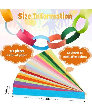 240 Sheets Bright Paper Chain Strips - 46 Ft Total Length - 1x8 Assorted Colors Construction Paper for Kids Art Craft - Includes Double Sided Tape - Buy Online on SooperMarket.com