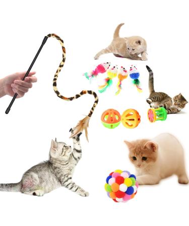 SUPJADE Cat Kitten Toys Interactive-Feather-Toys- 37Pcs Kitten Mice Toys Sets for Indoor Cats Kitten Tunnel Mice Mouse Wand Springs Teaser Toys Kitty (1#) - Buy Online on SooperMarket.com