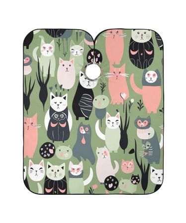 Kigai Cartoon Cats Barber Cape Professional Salon Hair Cutting Cape with Adjustable Snap Closure Waterproof Hairdressing Cape Haircut Cape for Men Women