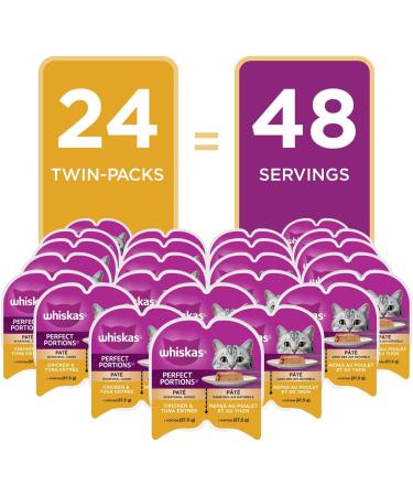 WHISKAS Perfect Portions Wet Cat Food Pat - Chicken & Tuna - 75g (24 Pack) Pat Chicken & Tuna 1 count (Pack of 24) - Buy Online on SooperMarket.com