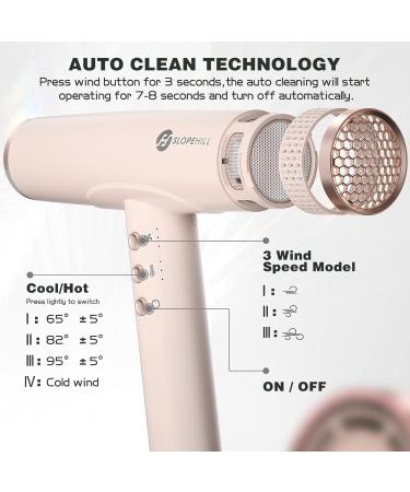 Buy Slopehill 2000W Ionic Hair Dryer - Professional Lightweight Pink Blow Dryer for Women | High Speed Salon Quality Travel Hairdryer - Buy Online on SooperMarket.com