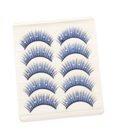 Gogogmee 5 Pairs False Eyelashes Fake Lashes Colored Eyelashes Soft Thick Lashes Soft Light Fake Lash Blue Lashes Rhinestone Eyelashes Cosplay Lashes Fake Eyelashes Fiber