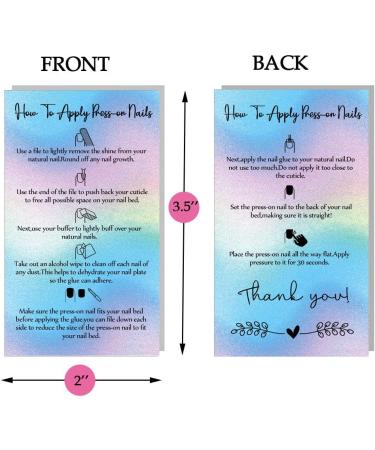 MAOSH Press-On Nail Application & Aftercare Instructions Cards - 50 Pack | 2x3.5'' Business Card Size DIY Press-On Nail Kit - Buy Online on SooperMarket.com