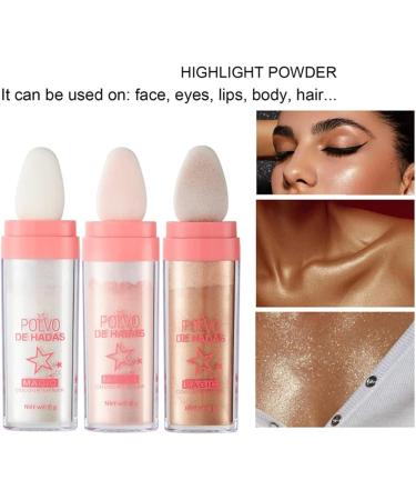 Lovelycat Body Glitter Powder Stick Face highlights Shimmer Face and Body Highlighter Powder with Sponge Head Magic Colour Shiner Powder for Face Body Arms Collarbones and Leg (01#White) - Buy Online on SooperMarket.com