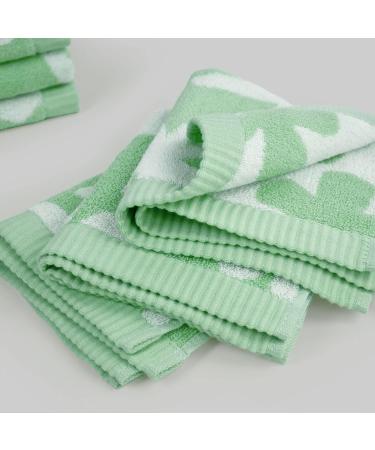 12 Pack Clover Washcloths - Soft & Absorbent Face and Body Wash Cloths in Mint Green - Buy Online on SooperMarket.com