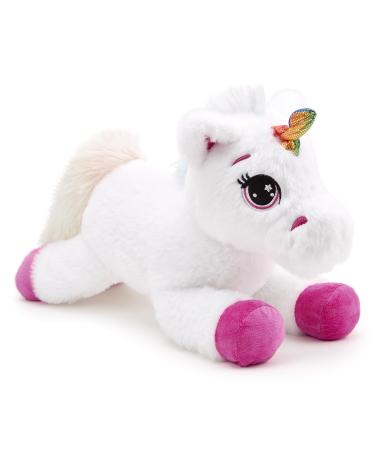 Zappi Co Ultra Soft Pink White Unicorn Plush Toy (36cm Length) - 100% Recycled Eco-Friendly Newborn Gift Realistic Lifelike