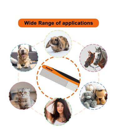 Cafhelp Metal Dog & Cat Comb | Stainless Steel Teeth, Non-Slip Grip Handle | Professional Grooming Tool for Tangles & Knots | Greyhound Comb for Long/Short Haired Pets - Buy Online on SooperMarket.com