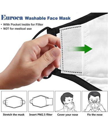 Euroca Cloth Face Mask 3 Layer Reusable Washable Adjustable with Filter Pocket for Adult -1 Mask with 10 Filters Mauve Small - Buy Online on SooperMarket.com
