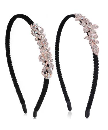 WLLHYF 1920s Crystal Rhinestone Flower Headbands 2 Pack - Sparkly Vintage Hairbands for Women - Fashion Jewelry Accessories for Wedding and Bride - Buy Online on SooperMarket.com