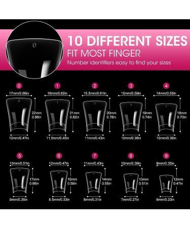 Krofaue Duck Nail Tips - 200pcs Acrylic Curved Nail Tips in Crystal Duck Feet Style | 10 Sizes Half Cover False Nails for Nail Salon - Buy Online on SooperMarket.com